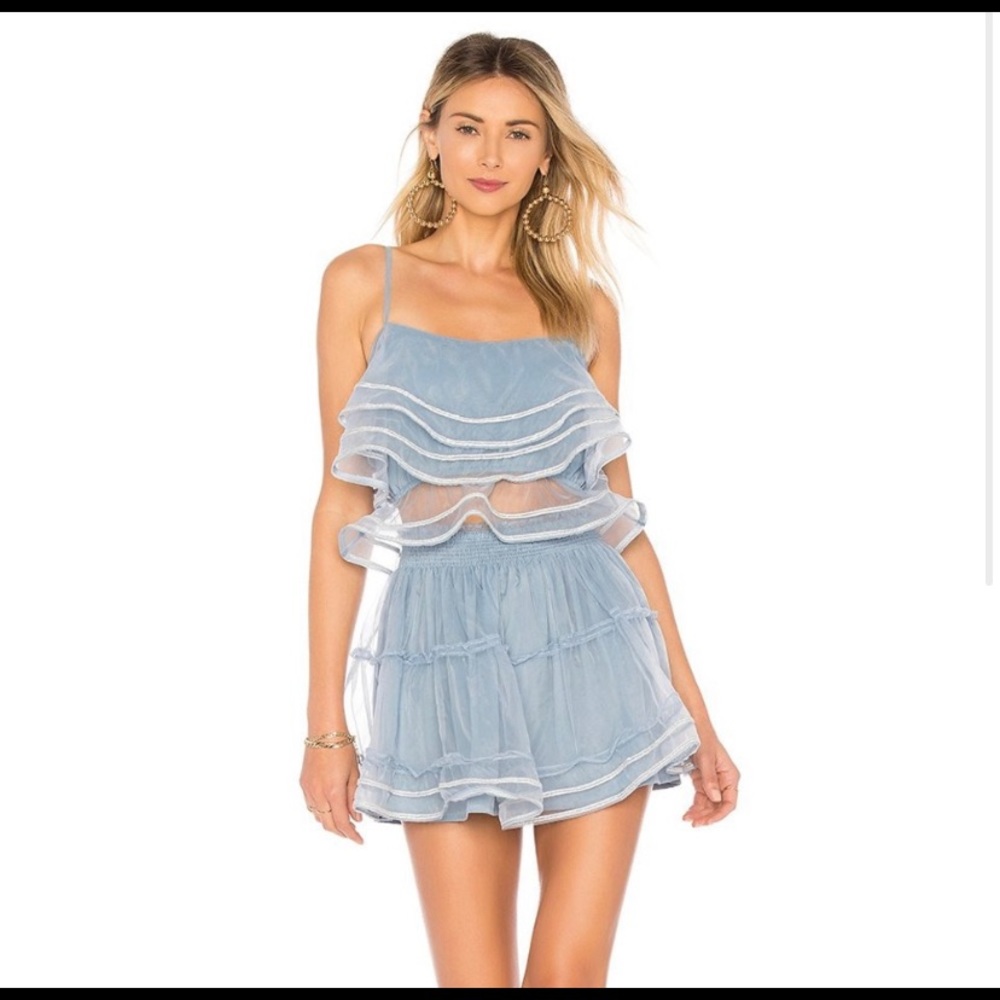 Tularosa Delaney blue ruffle skirt size small